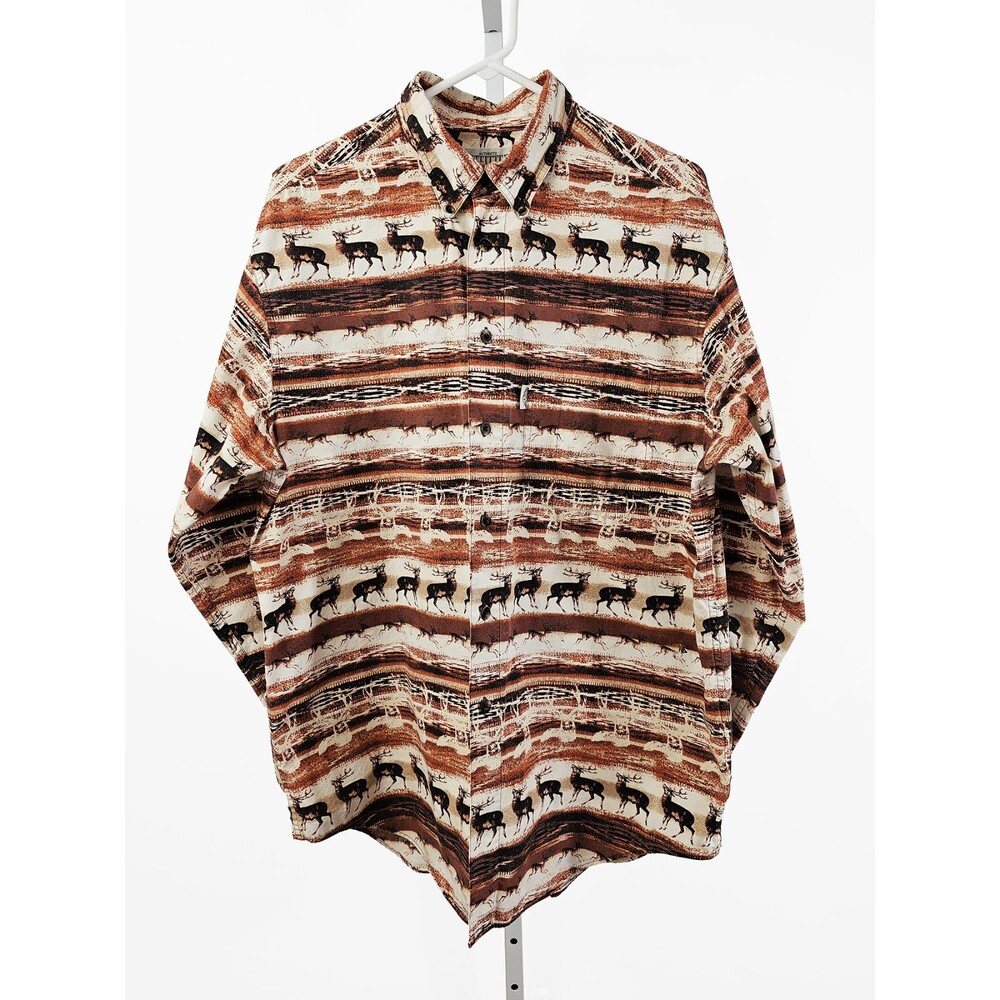 Vintage Authenthic Outfitters Roundree & York Large Hunting Deer Western Shirt